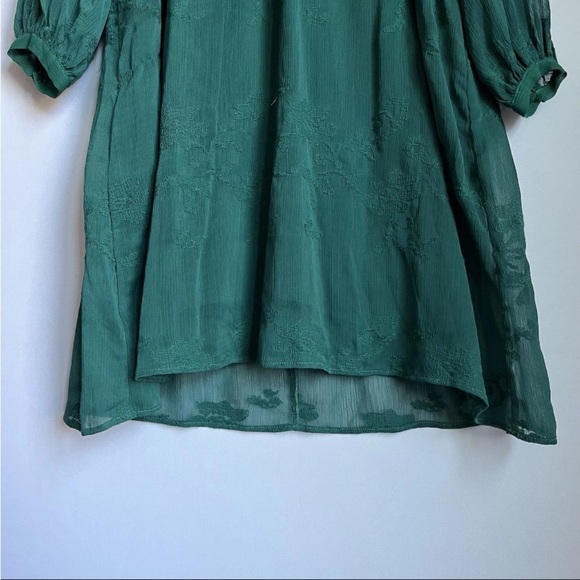 Anthropologie Tiny Women Sz XS Dress Green Boho Embroidered Luisa Swing Peasant - Picture 7 of 16